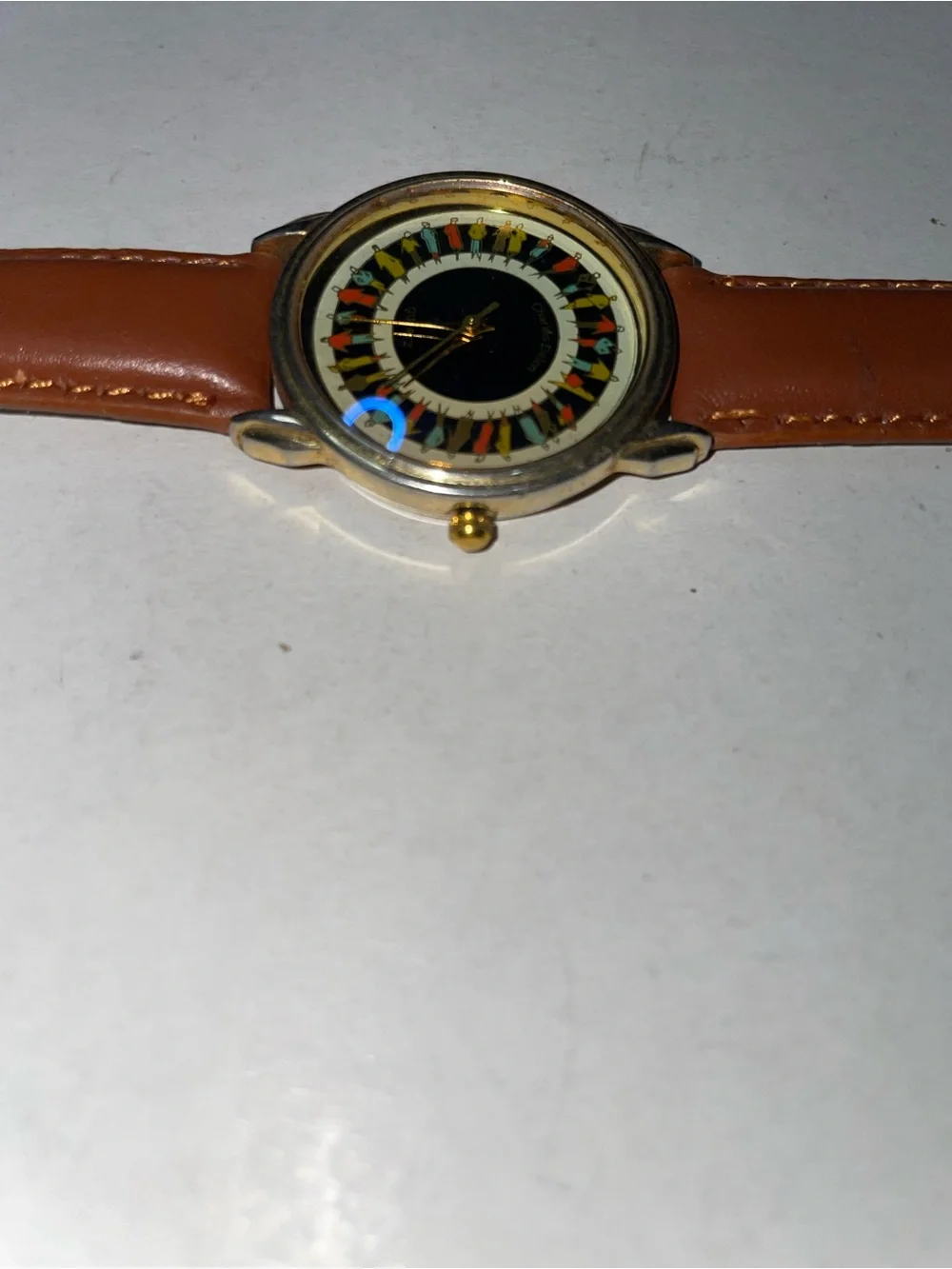 Charles Delon Unisex Rare Watch Stainless Steel Gold With People Theme